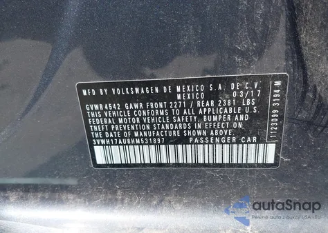 2017 Volkswagen Golf Alltrack Tsi S/Tsi Se/Tsi Sel из США, поврежденный, VIN 3VWH17AU8HM531897